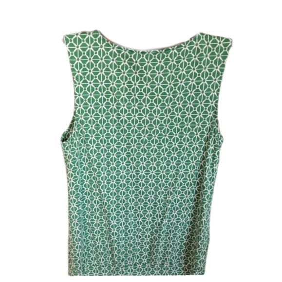 Banana Republic Scoop Neck Geo Print Top Green Small - Picture 3 of 5